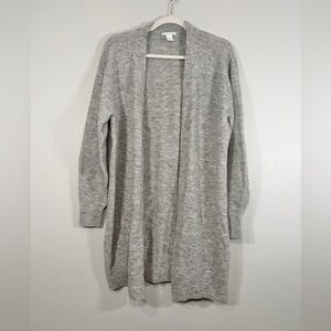 H&M Cardigan Open Sweater Long Heather Gray Knit Soft Layering Shirt Women Small